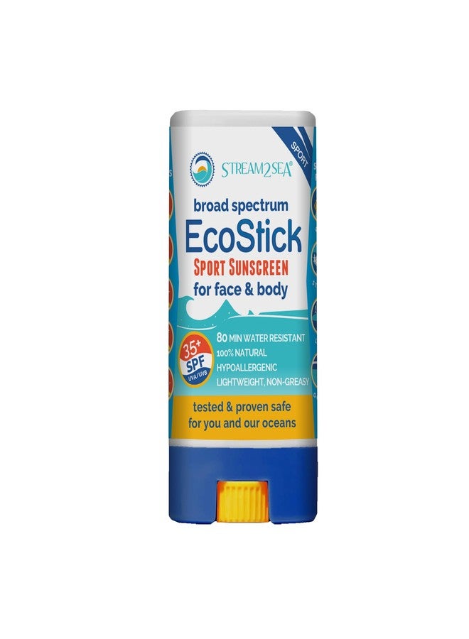 STREAM 2 SEA STREAM2SEA EcoStick SPF 35 Mineral Sunscreen Stick, Sweat Water Resistant Sunblock, USDA Approved Biodegradable Paraben Free Reef Safe Sunscreen Protection Against UVA UVB (EcoStick Sport) - 0.5 oz - Image 1